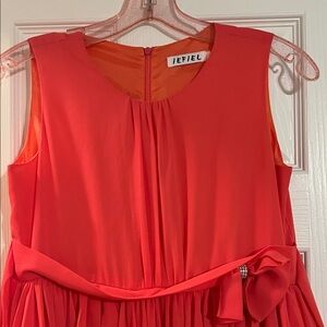 Vince Coral Sleeveless Midi Dress with Waist Tie